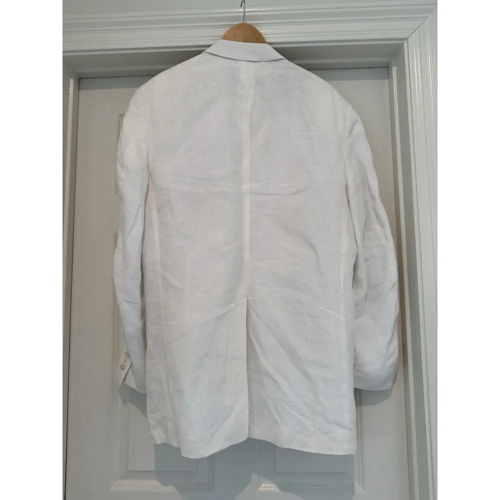 Jos A Bank 43L White Linen Blend Mens Blazer Suit Jacket Sport Coat Spring Beach - Picture 2 of 14